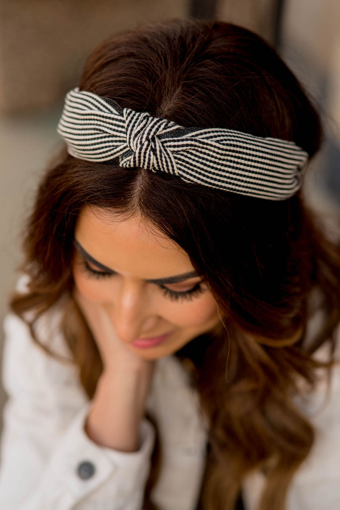 Textured Stripes Knotted Headband - Betsey's Boutique Shop