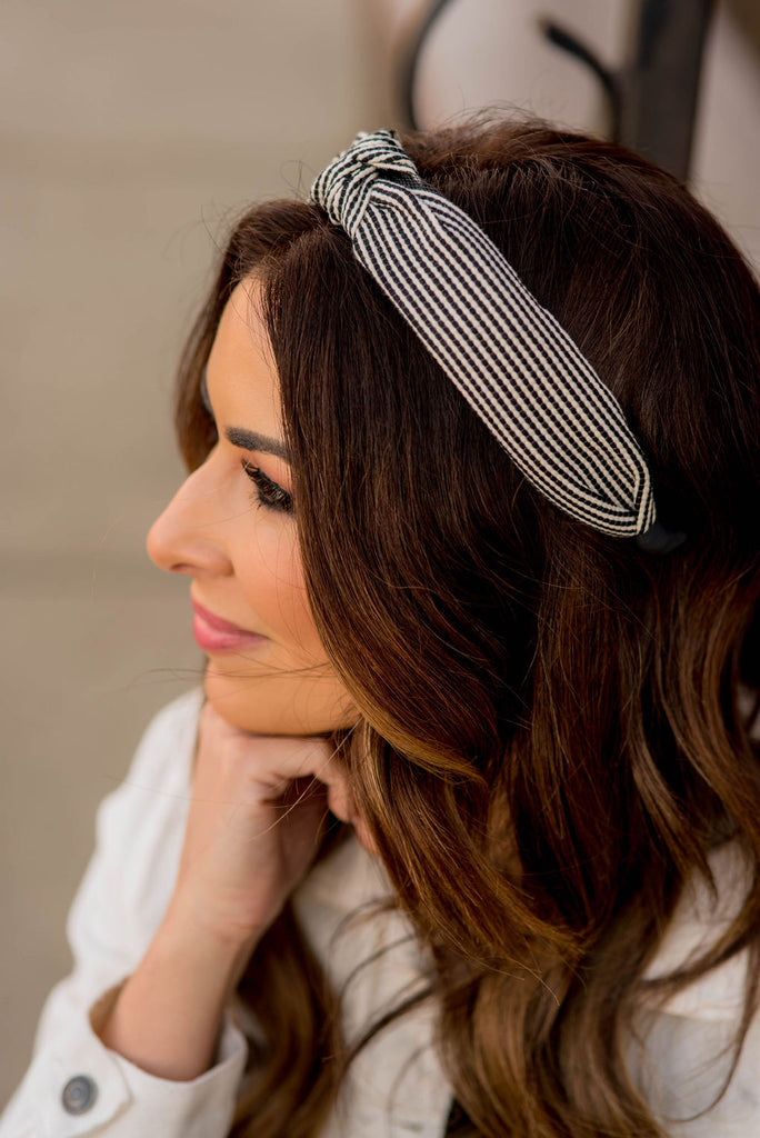 Textured Stripes Knotted Headband - Betsey's Boutique Shop