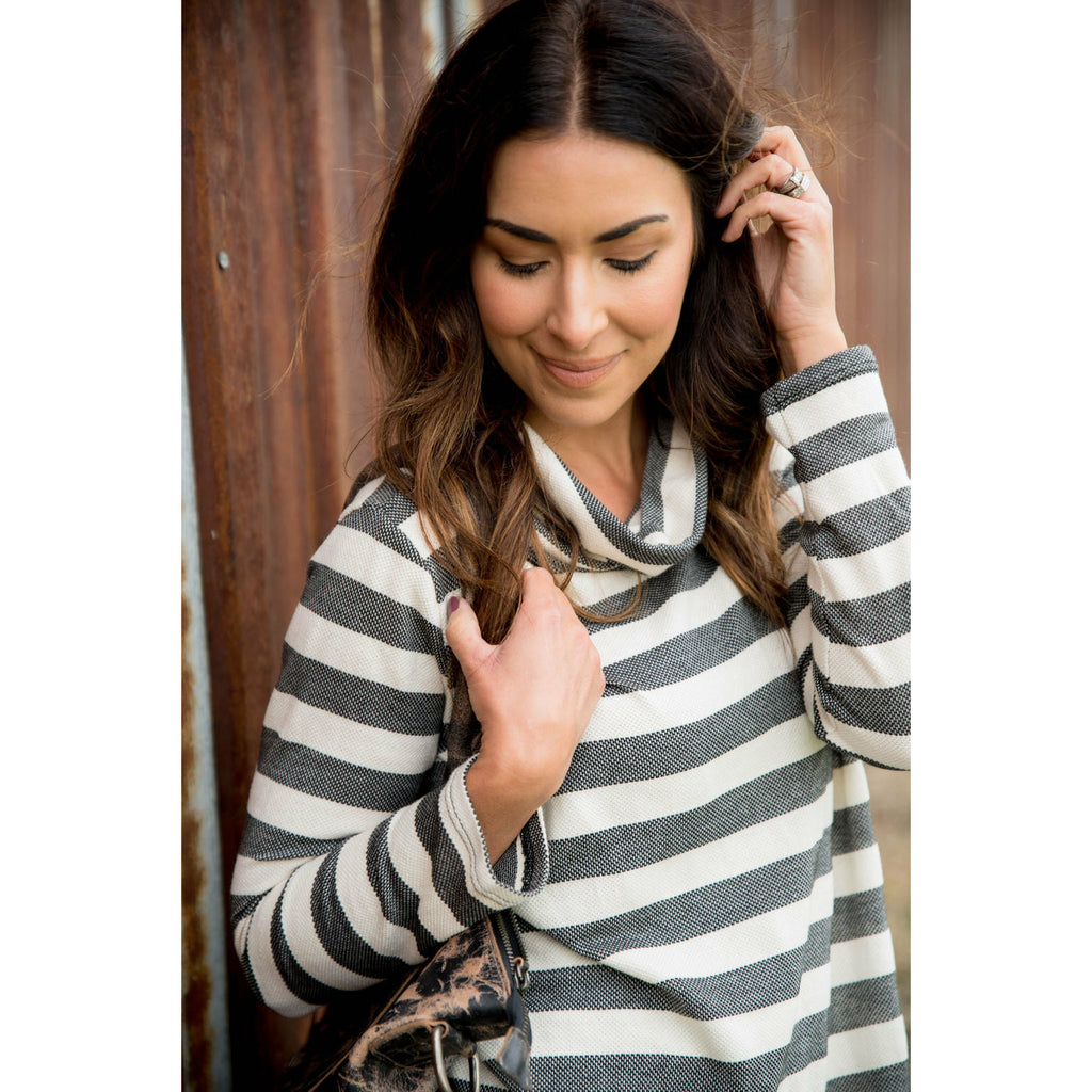 Striped Cowl Neck - Betsey's Boutique Shop