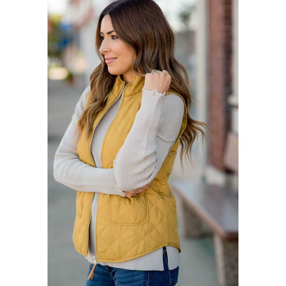 Cropped Puffer Vest Sage / S by Betsey's Boutique