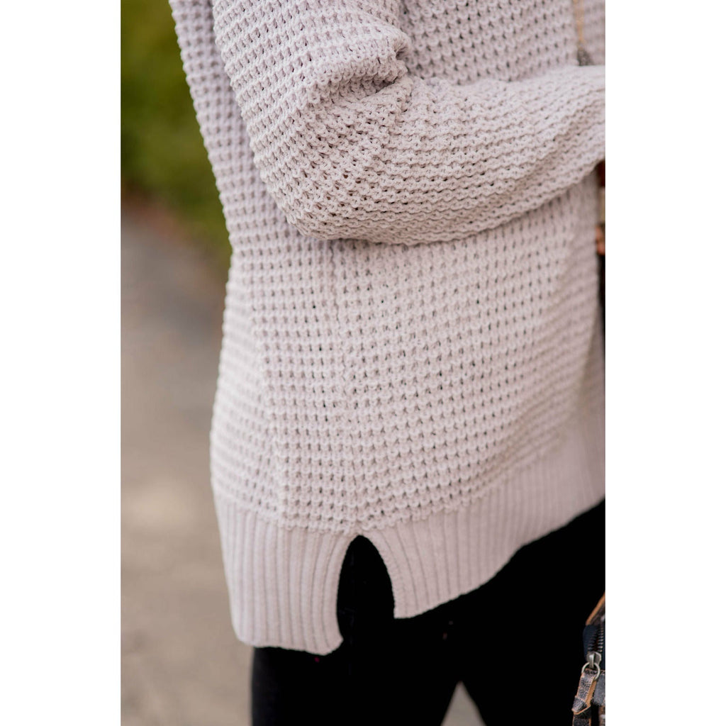 Ribbed Knit Side Slit Sweater - Betsey's Boutique Shop - Outerwear