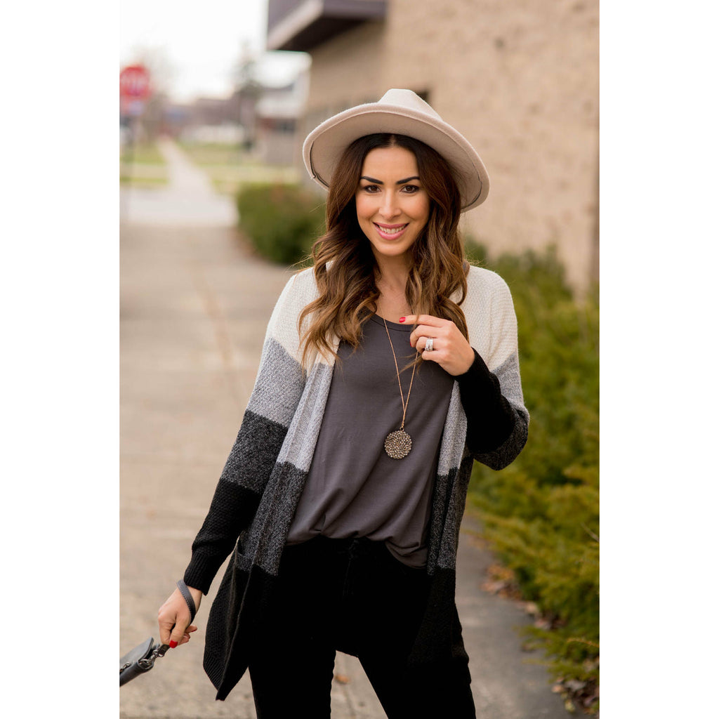 Lovely Textured Color Block Cardigan - Betsey's Boutique Shop