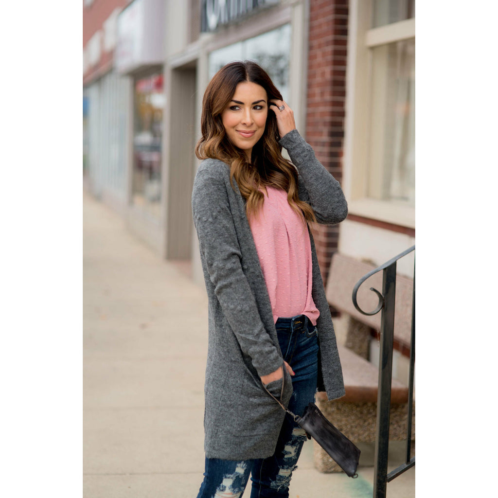 Solid Dot Accent Cardigan - Betsey's Boutique Shop