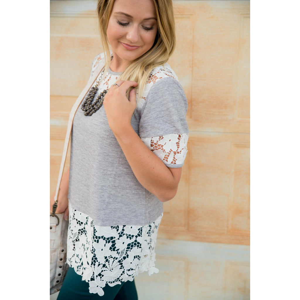 Lace Accent Tee - Betsey's Boutique Shop