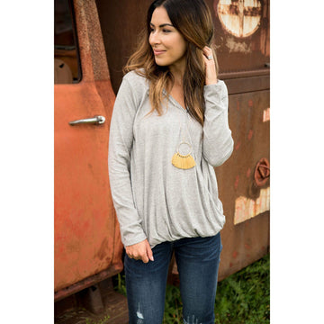 Grey Criss Cross Sweater - Betsey's Boutique Shop - Outerwear