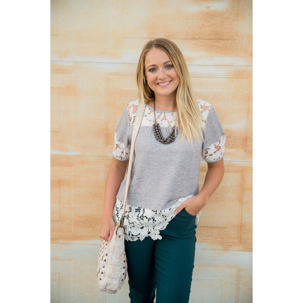 Lace Accent Tee - Betsey's Boutique Shop