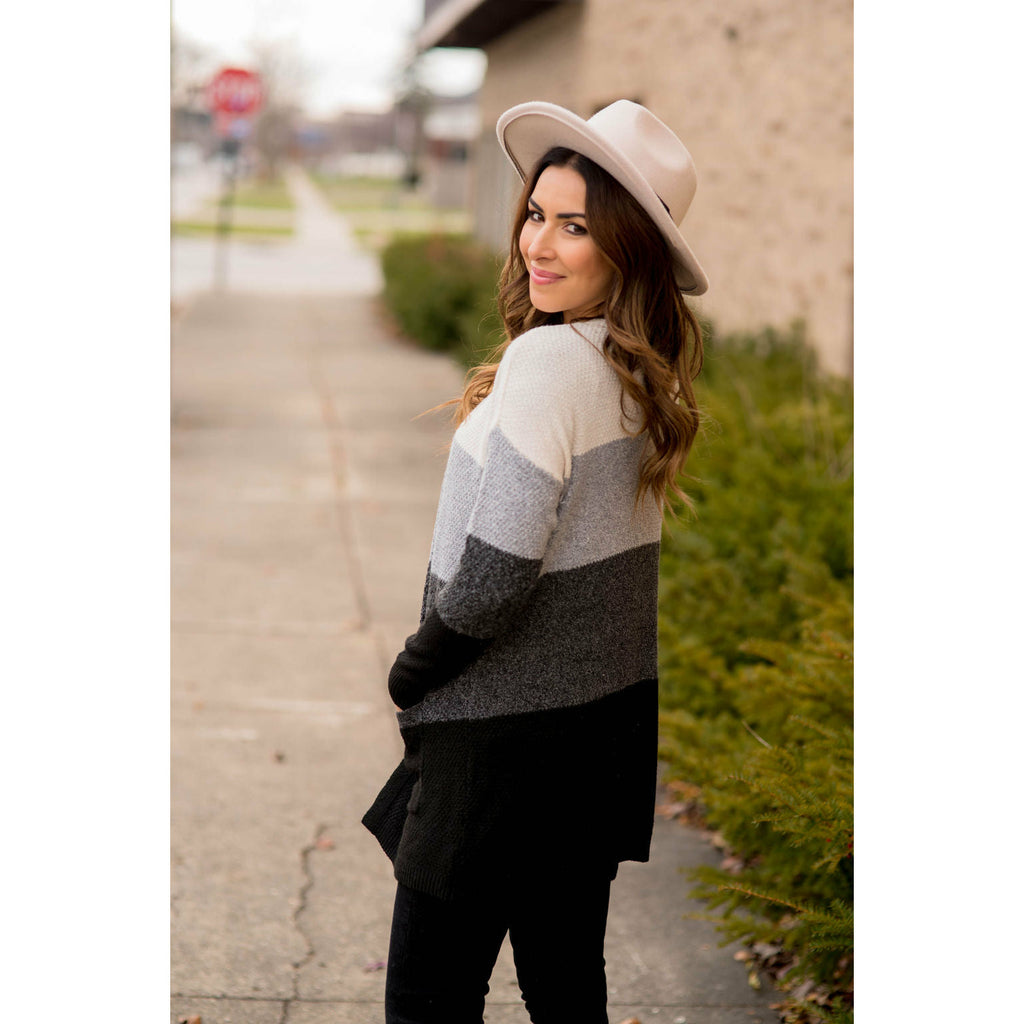 Lovely Textured Color Block Cardigan - Betsey's Boutique Shop