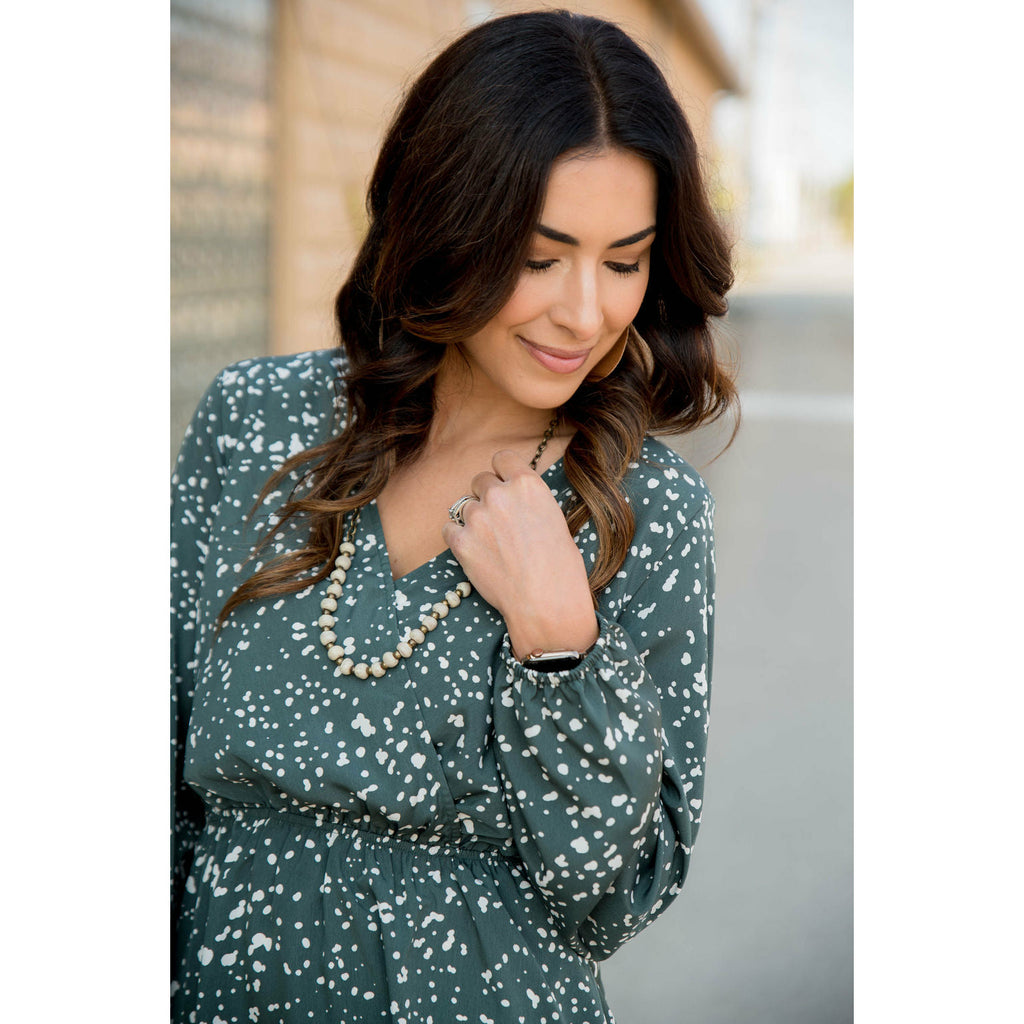 Spotted Wrap Peplum Blouse - Betsey's Boutique Shop