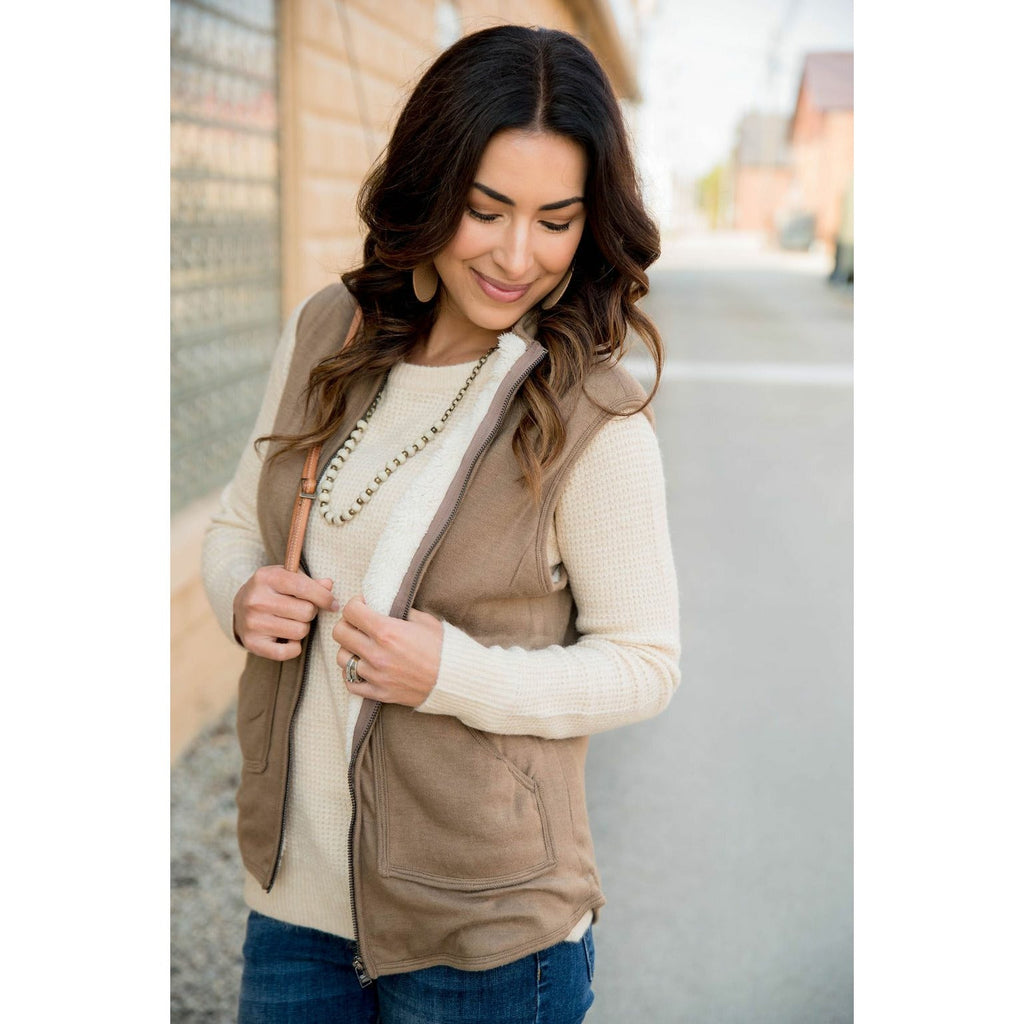 Sherpa Lined Vest - Betsey's Boutique Shop - Vests