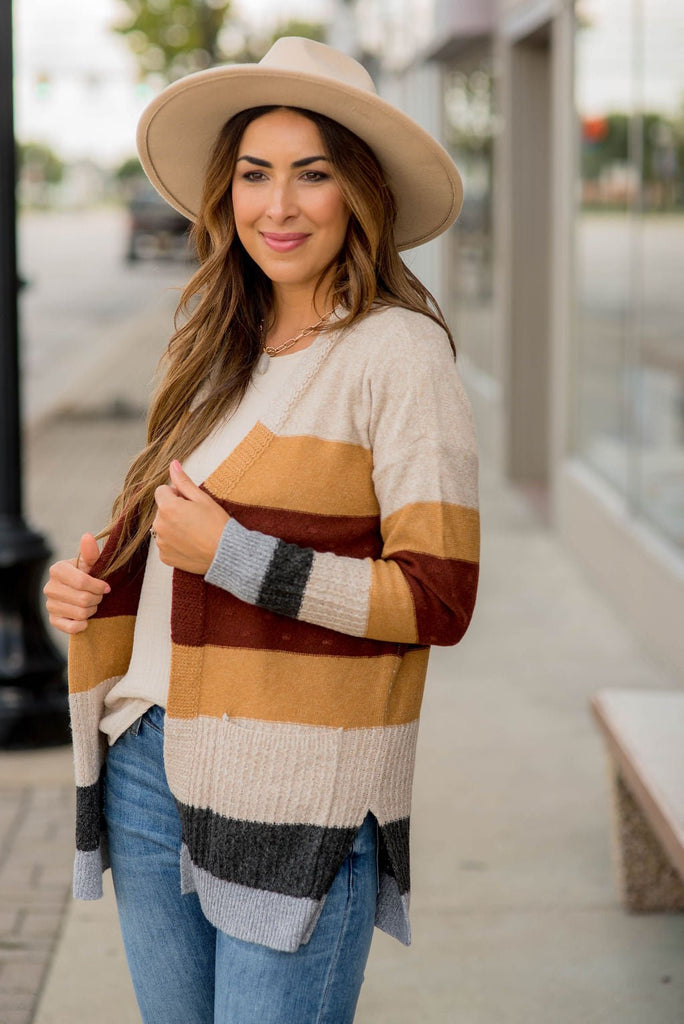 Bold Textured Stripes Cardigan - Betsey's Boutique Shop -