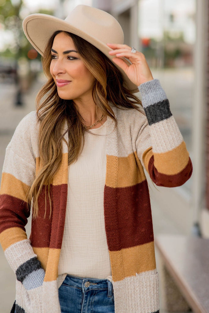 Bold Textured Stripes Cardigan - Betsey's Boutique Shop -