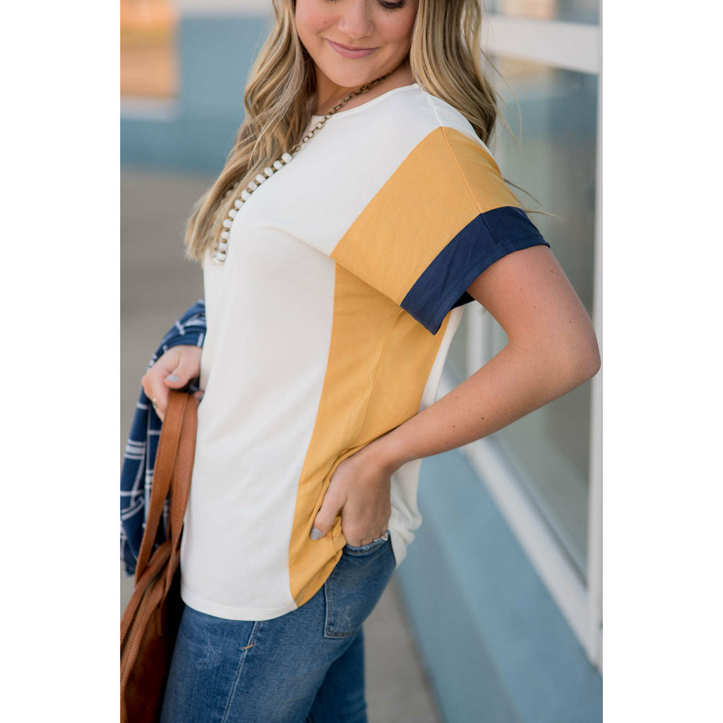 Side Striped Color Blocked Tee - Betsey's Boutique Shop