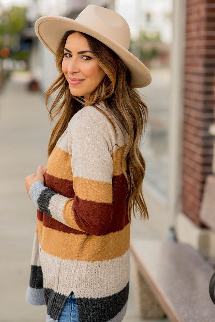 Bold Textured Stripes Cardigan - Betsey's Boutique Shop -