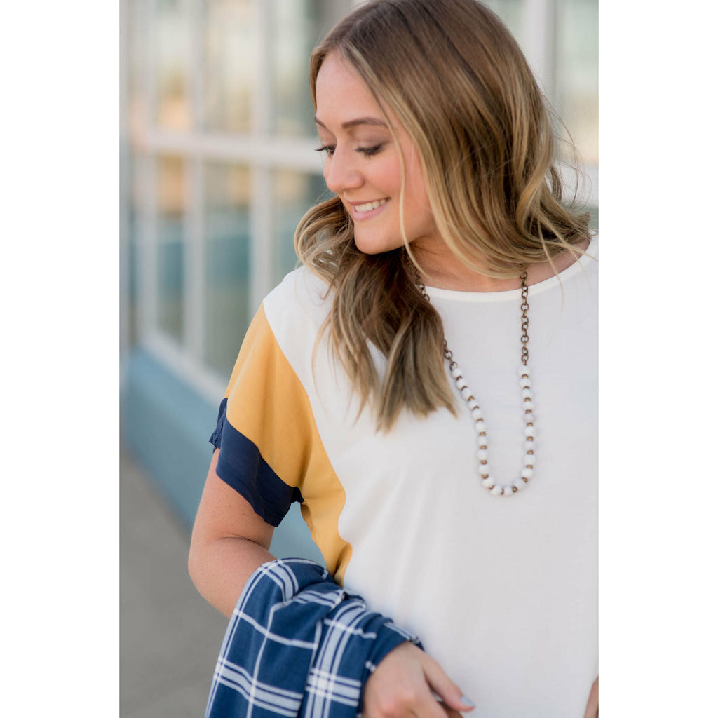 Side Striped Color Blocked Tee - Betsey's Boutique Shop