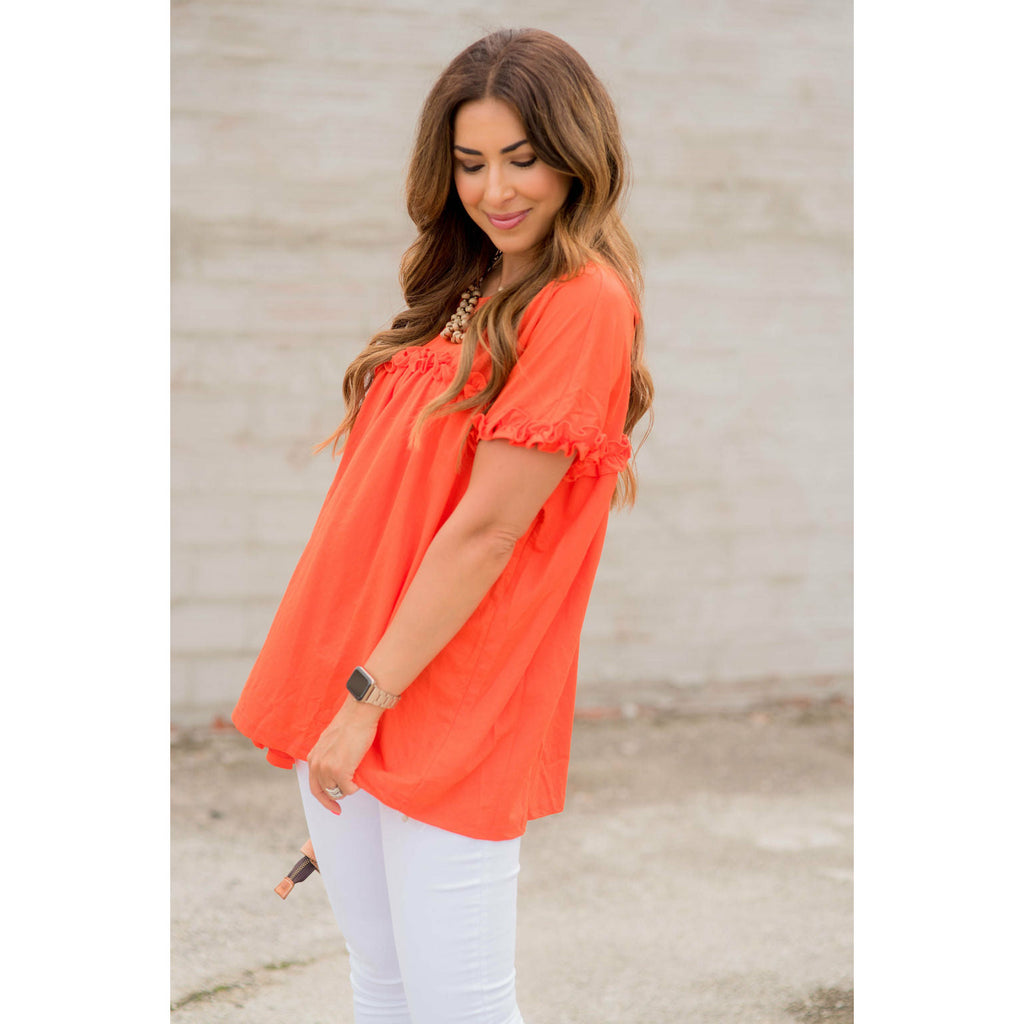 Bibbed Frilly Short Sleeve Relaxed Tee - Betsey's Boutique Shop