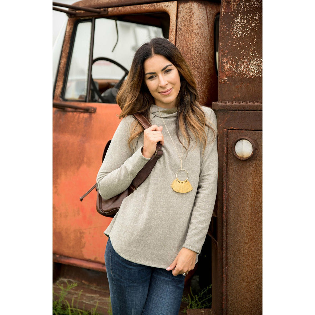 Side Button Hooded Sweatshirt - Betsey's Boutique Shop