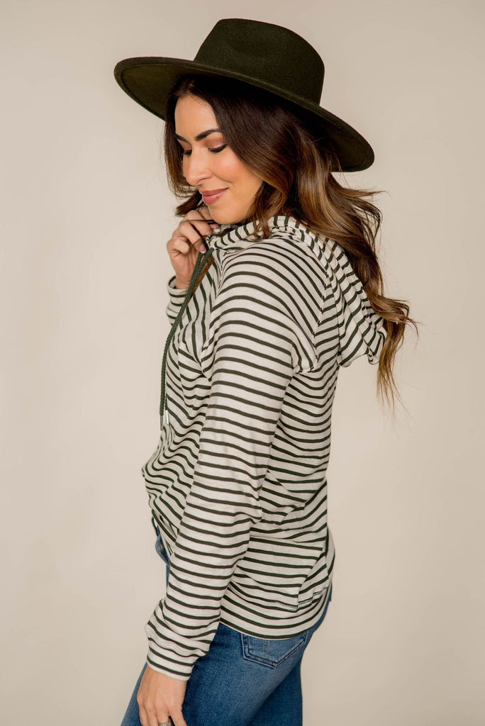 Striped Lightweight Game Day Hoodie - Betsey's Boutique Shop