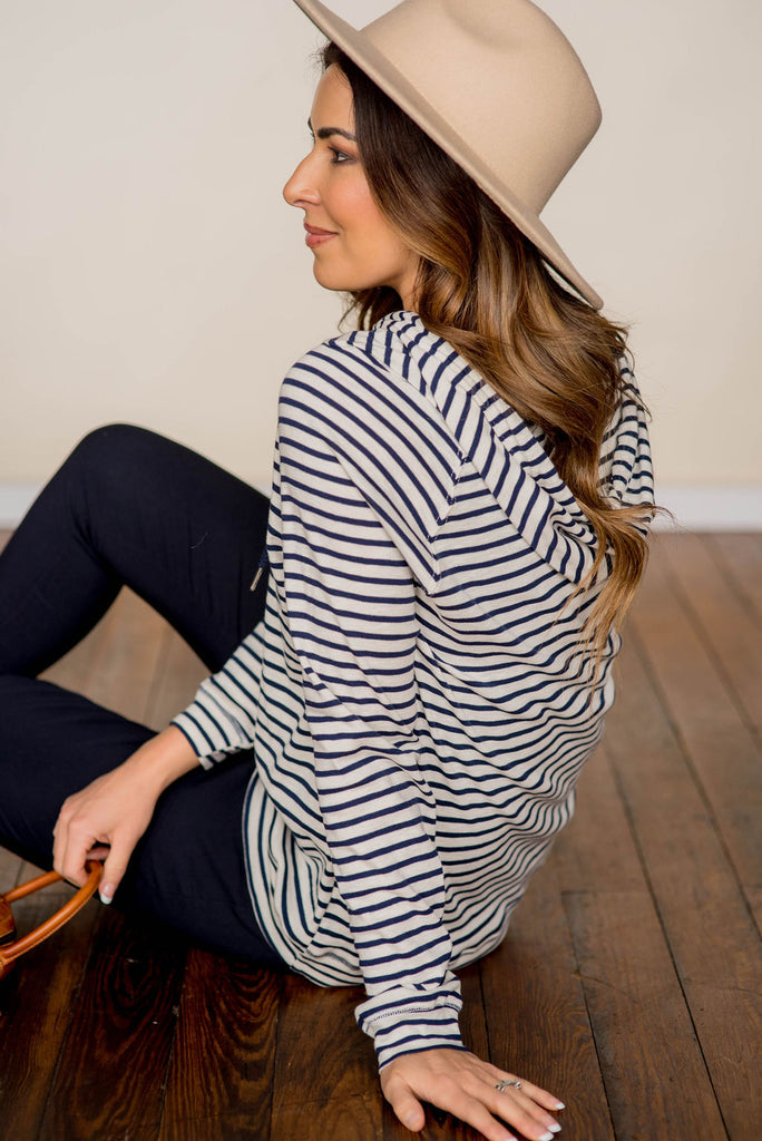 Striped Lightweight Game Day Hoodie - Betsey's Boutique Shop