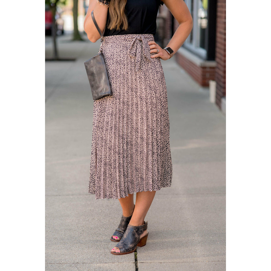 Safari Pleated Tie Midi Skirt - Betsey's Boutique Shop