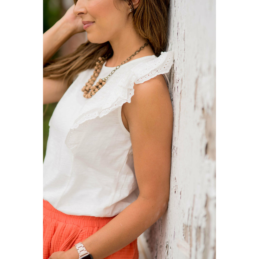 Eyelet Ruffle Tank - Betsey's Boutique Shop