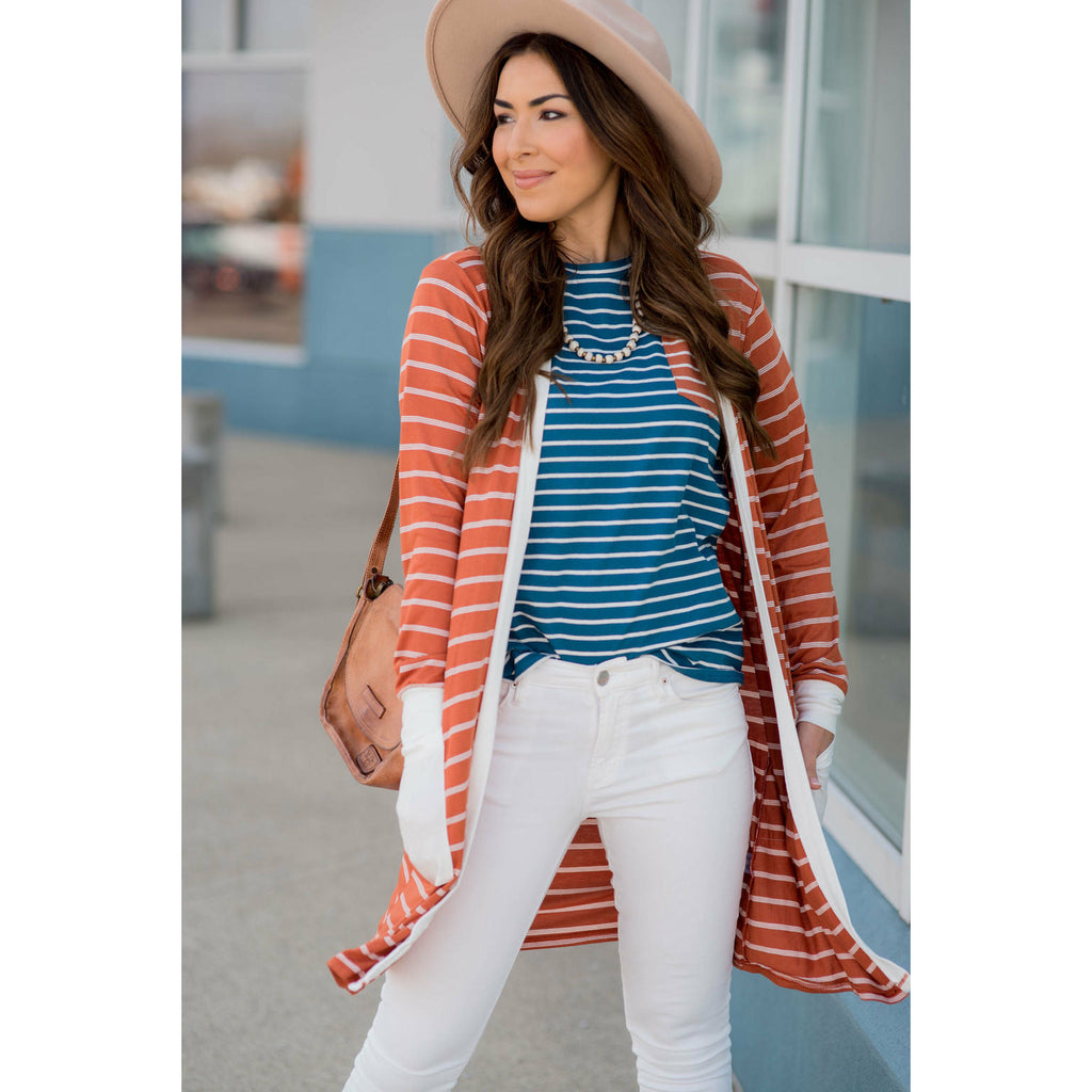 Contrasting Striped Pocket Tee - Betsey's Boutique Shop