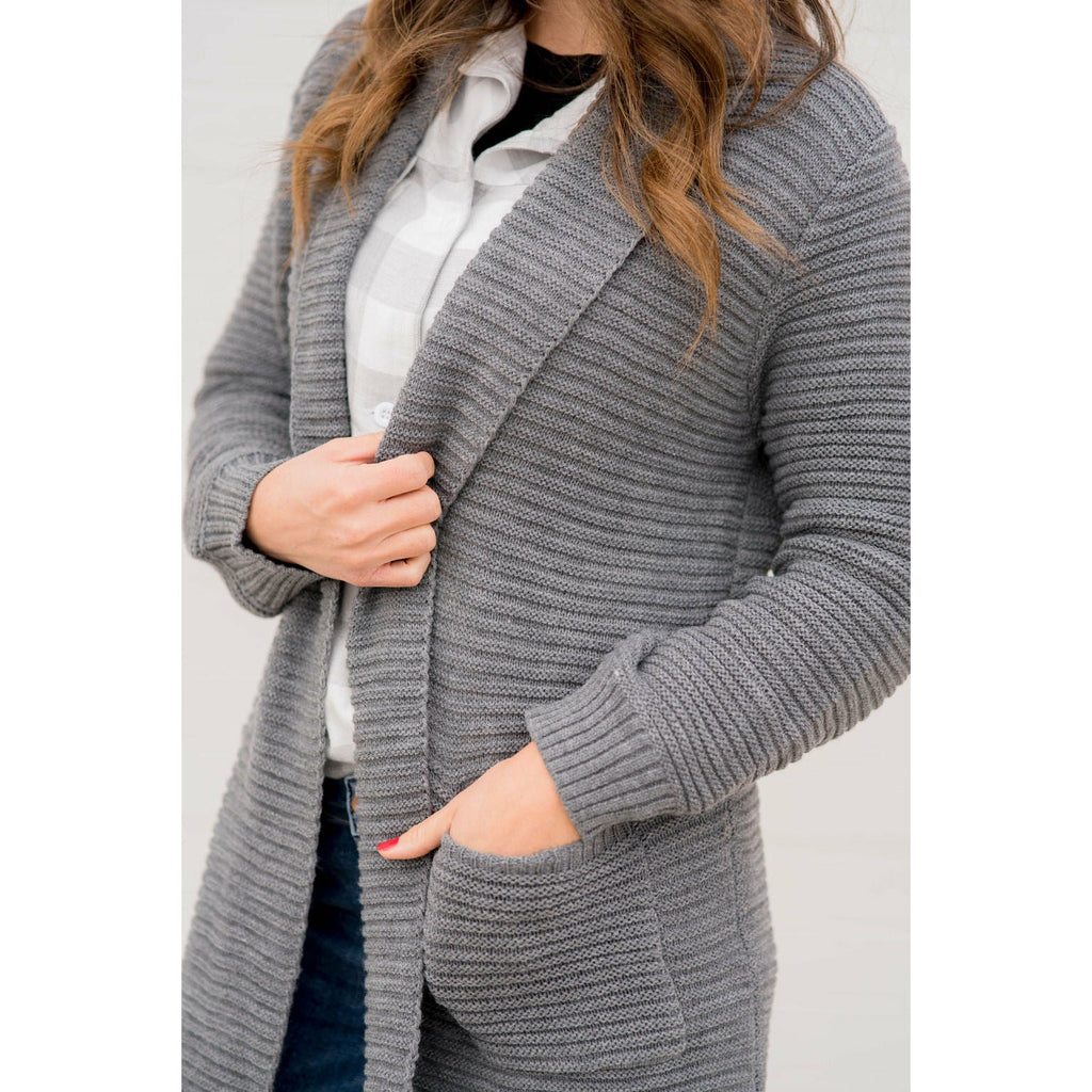 Ribbed Texture Cardigan - Betsey's Boutique Shop - Coats & Jackets