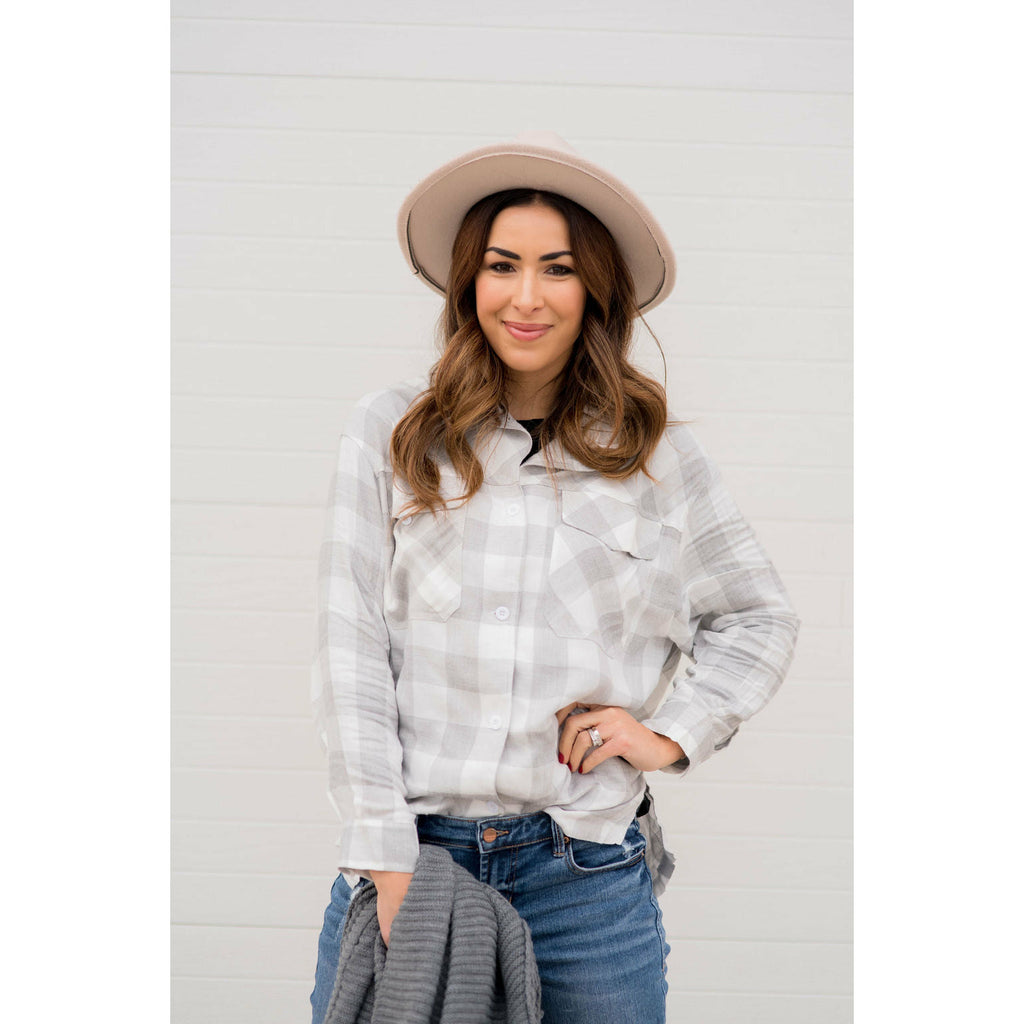 Grey Plaid Flannel - Betsey's Boutique Shop