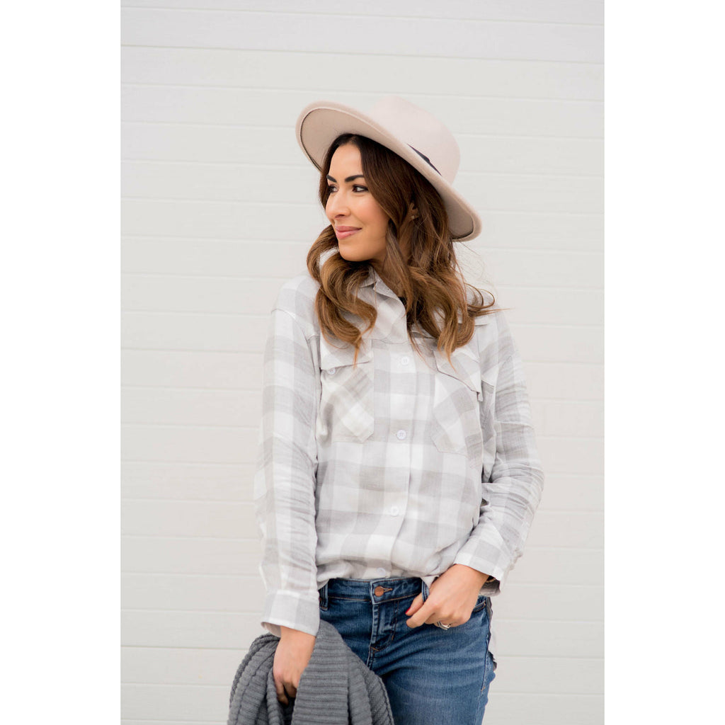 Grey Plaid Flannel - Betsey's Boutique Shop