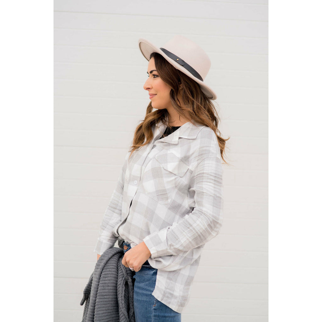 Grey Plaid Flannel - Betsey's Boutique Shop