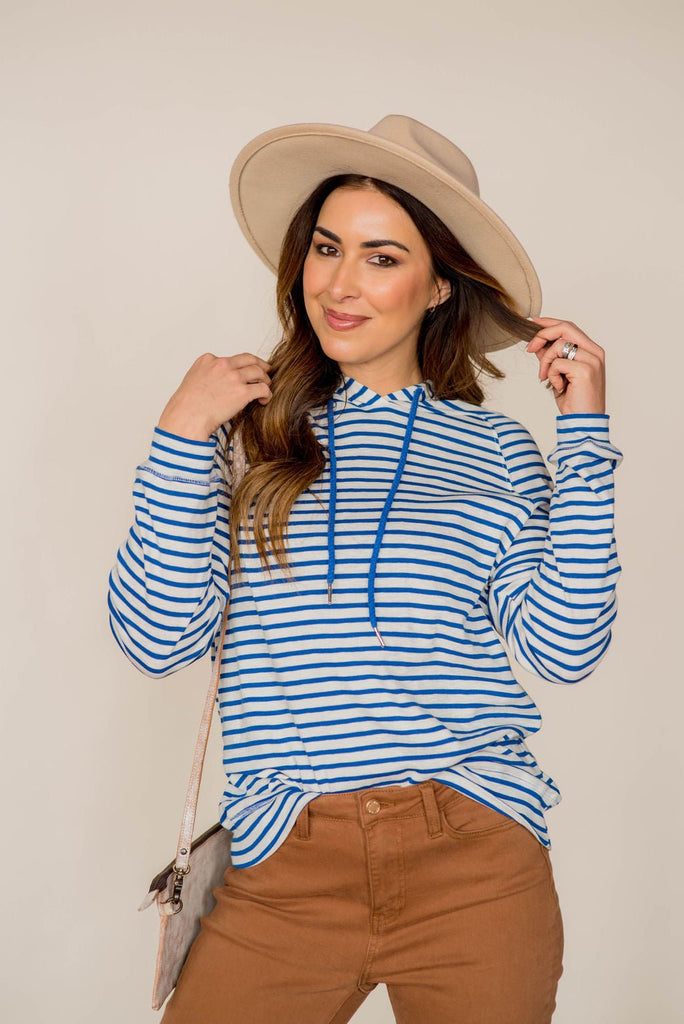 Striped Lightweight Game Day Hoodie - Betsey's Boutique Shop