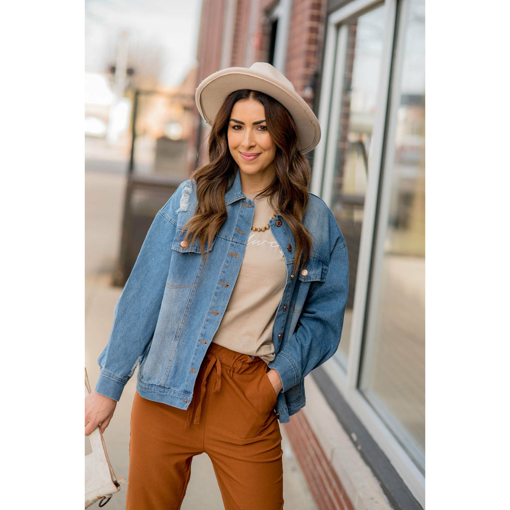 Vintage Lightly Distressed Denim Jacket - Betsey's Boutique Shop