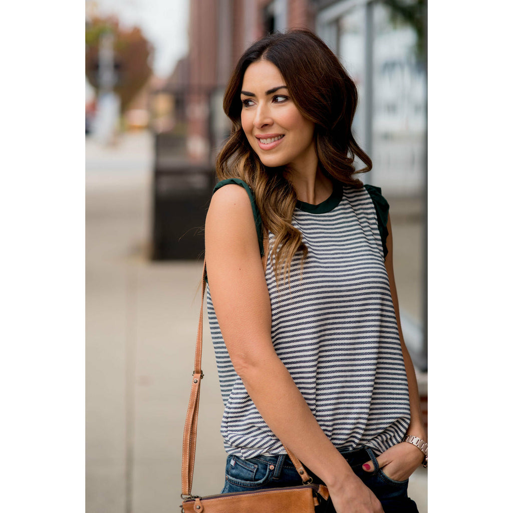 Cute & Sassy Striped Ruffle Tank - Betsey's Boutique Shop