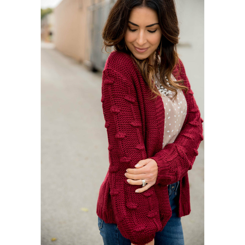 Knitted Detailed Sleeve Cardigan - Betsey's Boutique Shop - Coats & Jackets