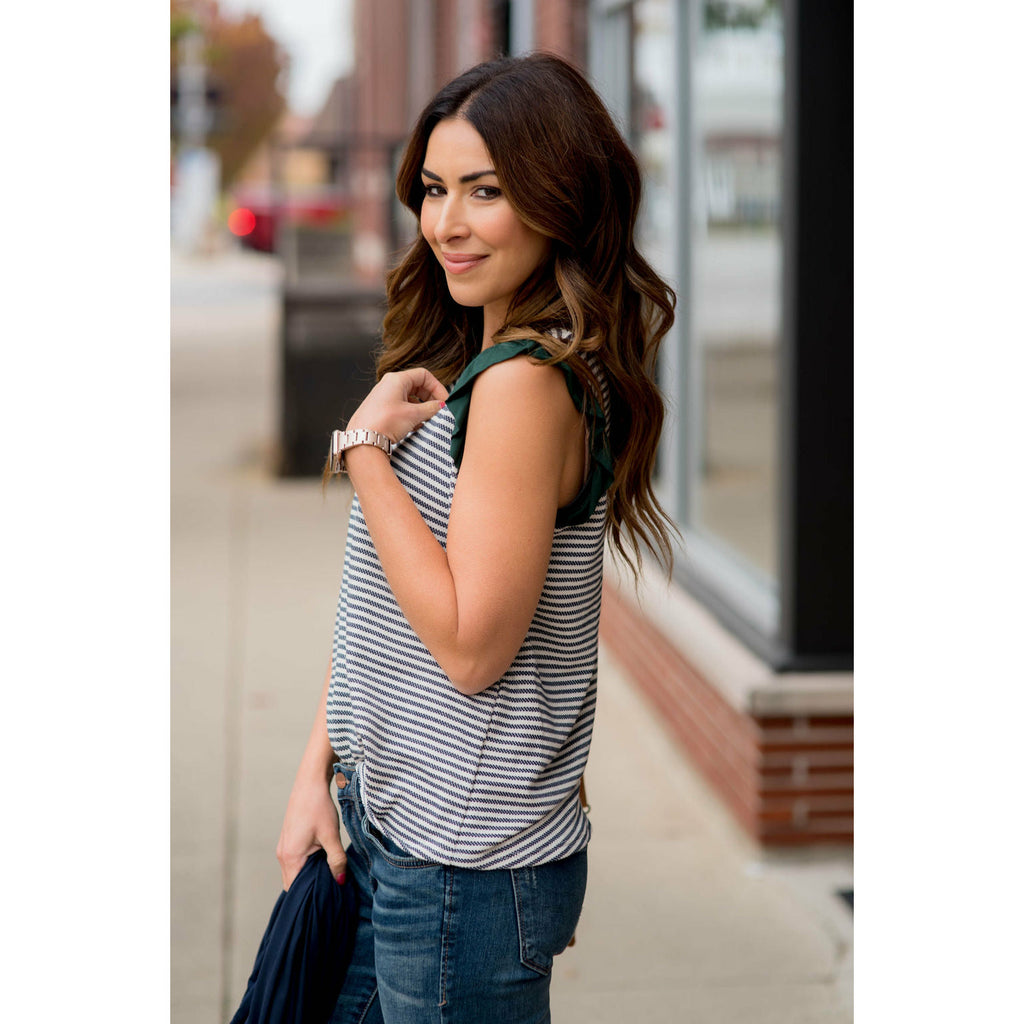 Cute & Sassy Striped Ruffle Tank - Betsey's Boutique Shop