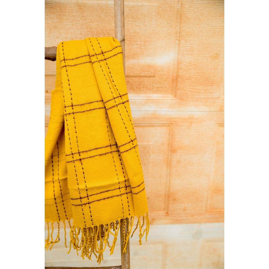 Dark Mustard Plaid Scarf - Betsey's Boutique Shop