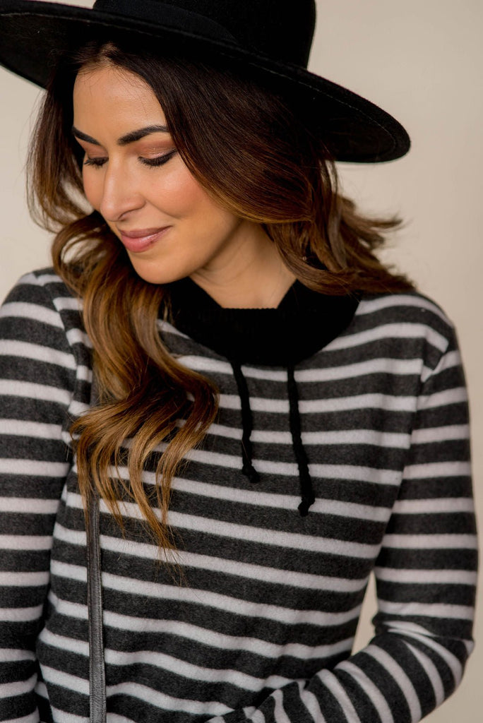 So Soft Striped Solid Trim Sweatshirt - Betsey's Boutique Shop - Outerwear