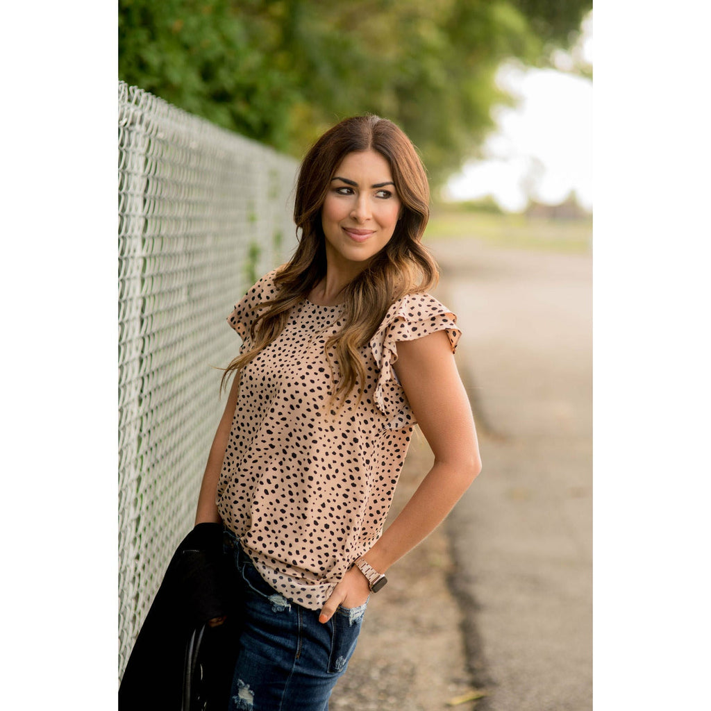 Double Tiered Sleeve Cheetah Blouse - Betsey's Boutique Shop