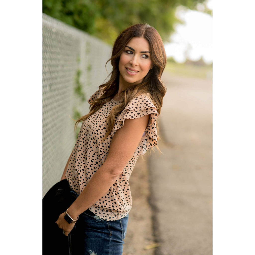 Double Tiered Sleeve Cheetah Blouse - Betsey's Boutique Shop