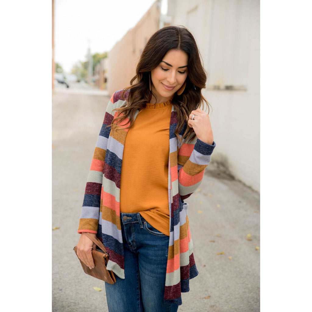 Lightweight Color Blocked Cardigan - Betsey's Boutique Shop