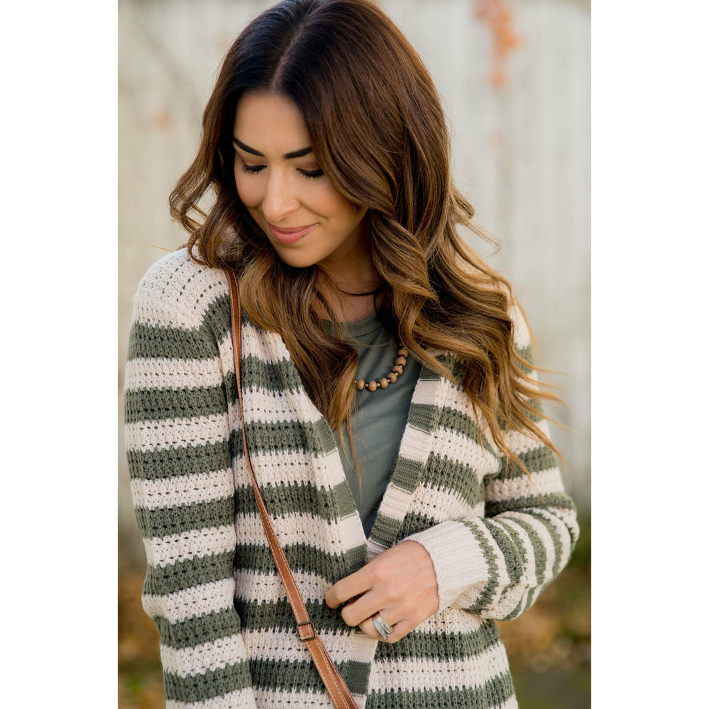 Every Day Loose Knit Striped Cardigan - Betsey's Boutique Shop