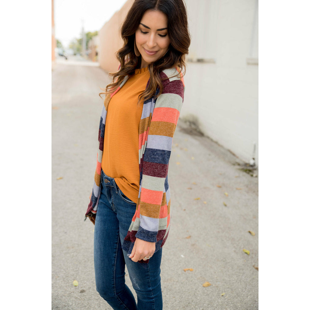 Lightweight Color Blocked Cardigan - Betsey's Boutique Shop