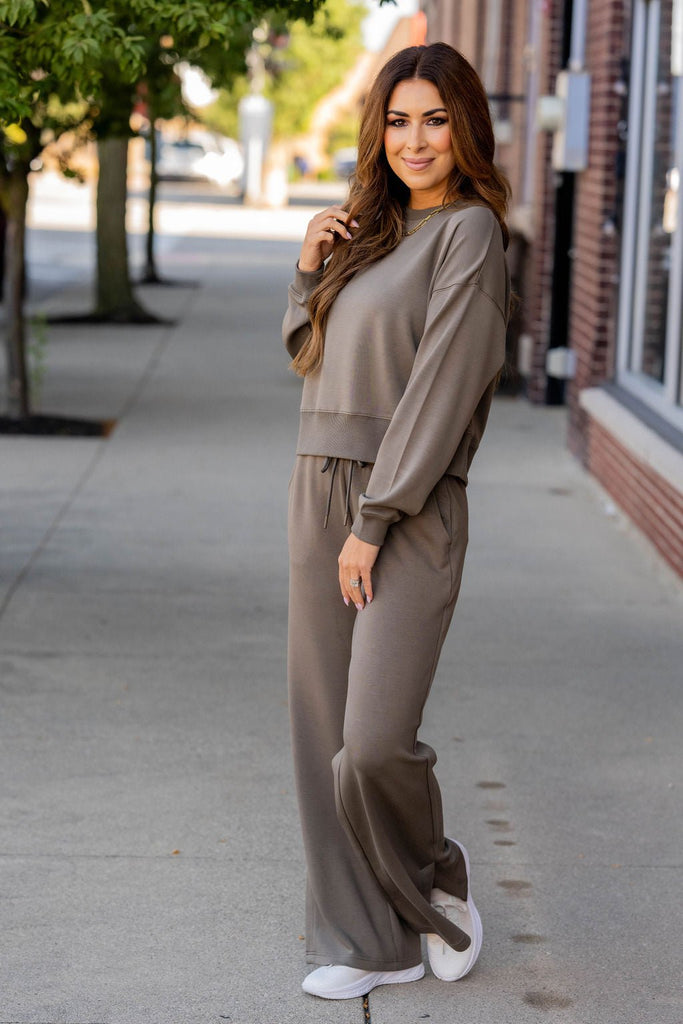 Side Slit Flare Drawstring Pants - Betsey's Boutique Shop -