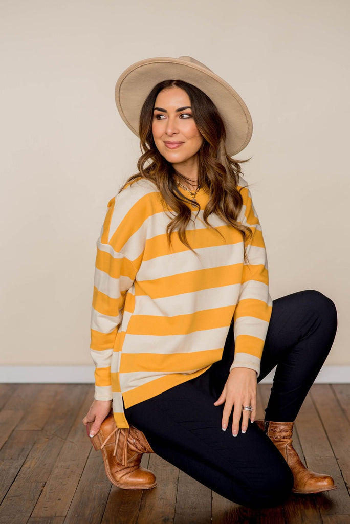 Striped V Stitched Sweatshirt - Betsey's Boutique Shop