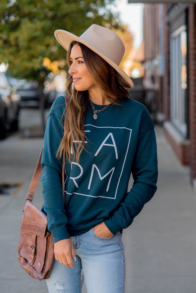 Farm Blocked Graphic Crewneck - Betsey's Boutique Shop