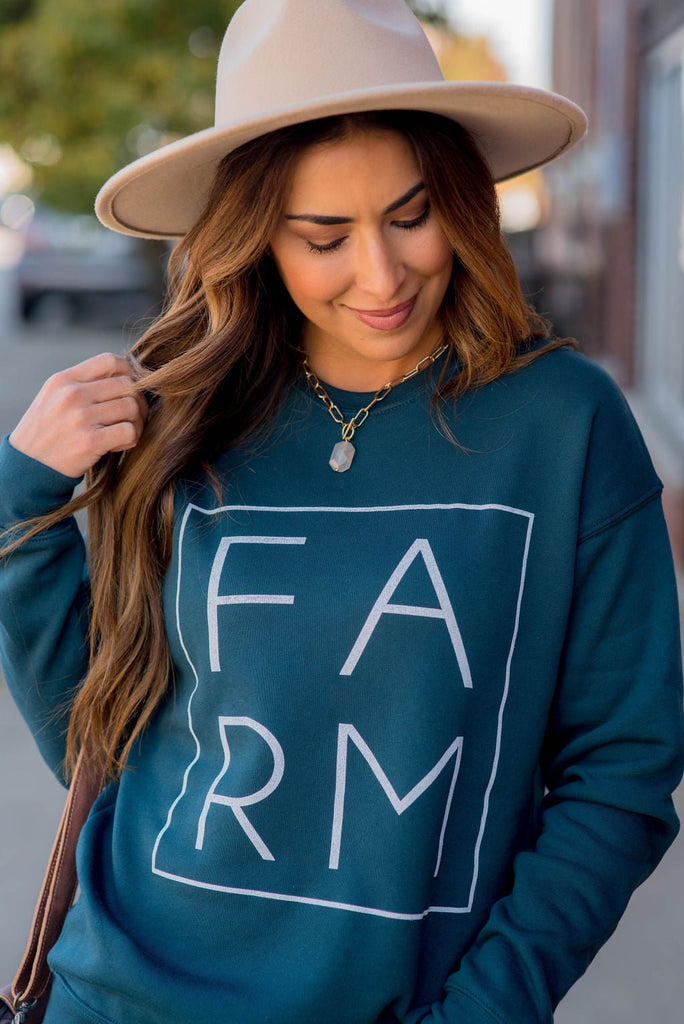 Farm Blocked Graphic Crewneck - Betsey's Boutique Shop