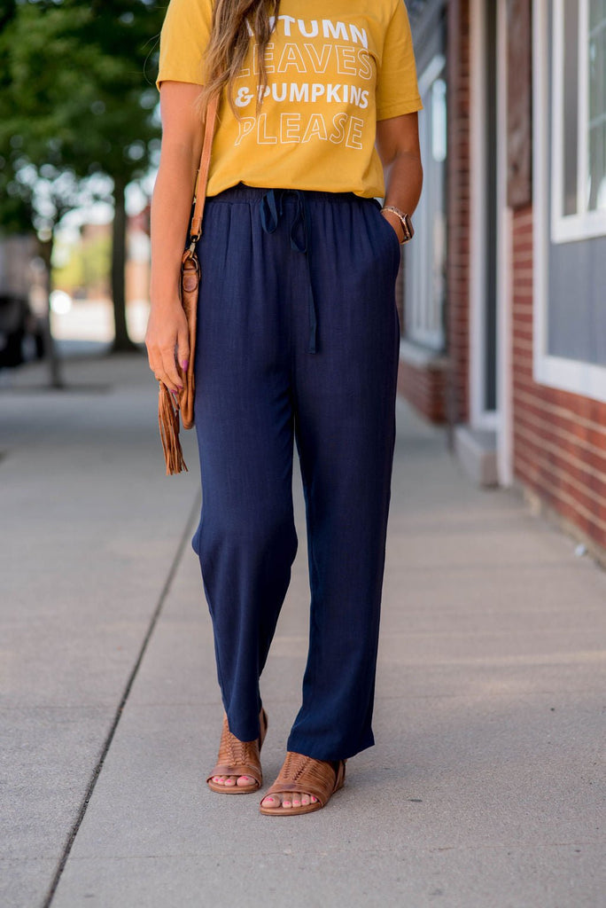 Relaxed Fit Tie Pants - Betsey's Boutique Shop