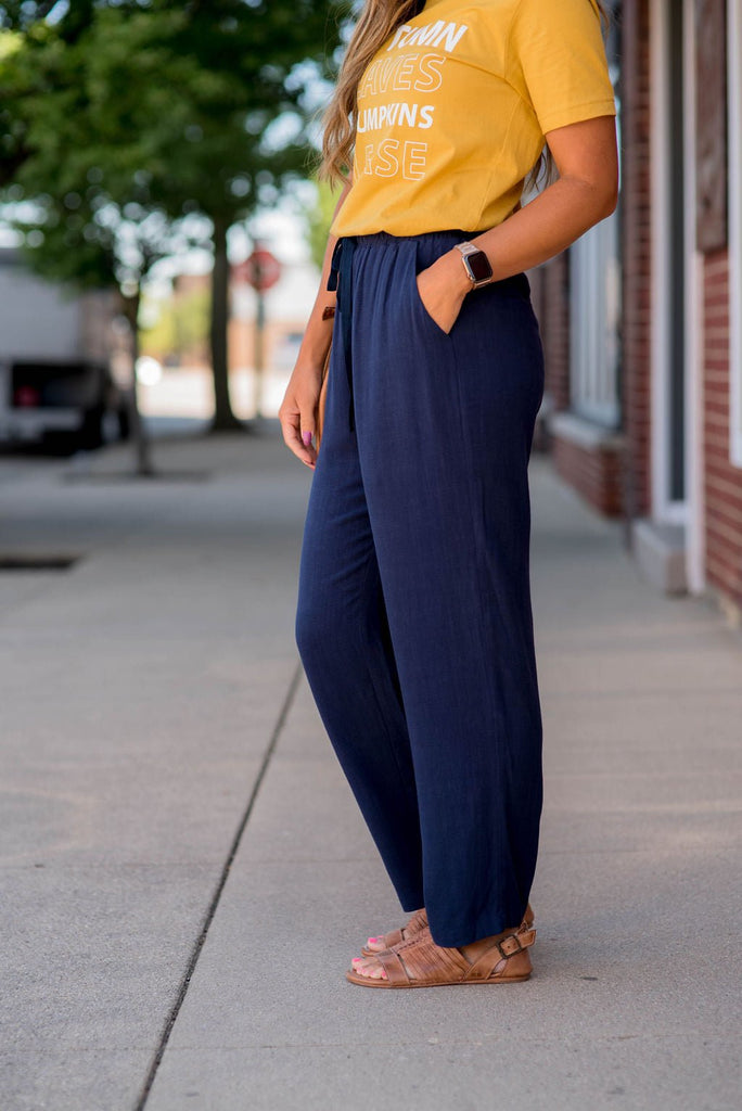 Relaxed Fit Tie Pants - Betsey's Boutique Shop