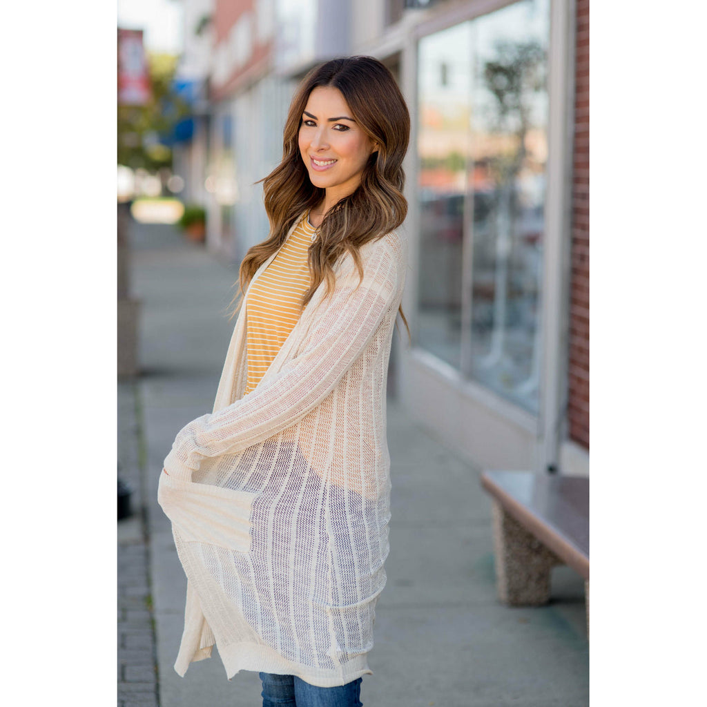 Vertical Striped Tissue Tunic Cardigan - Betsey's Boutique Shop