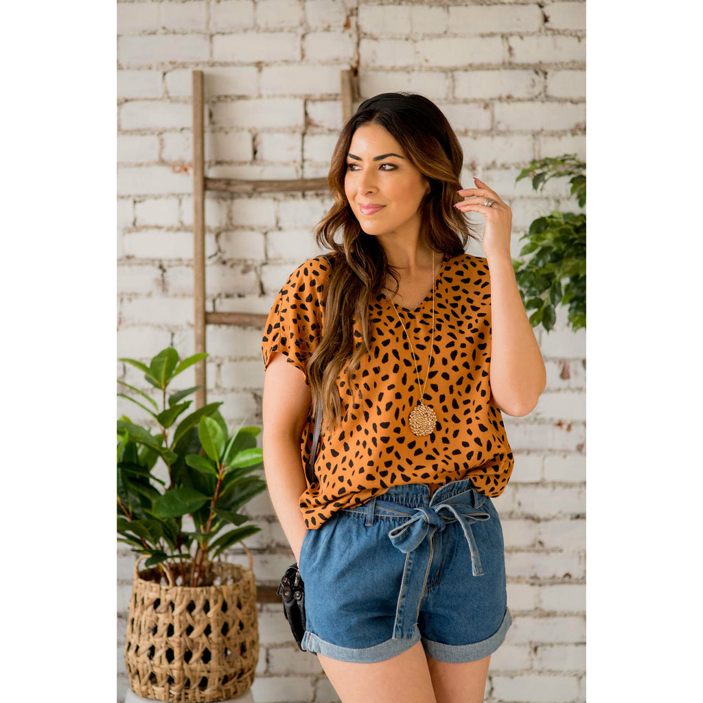 Casual Stone Printed Blouse - Betsey's Boutique Shop