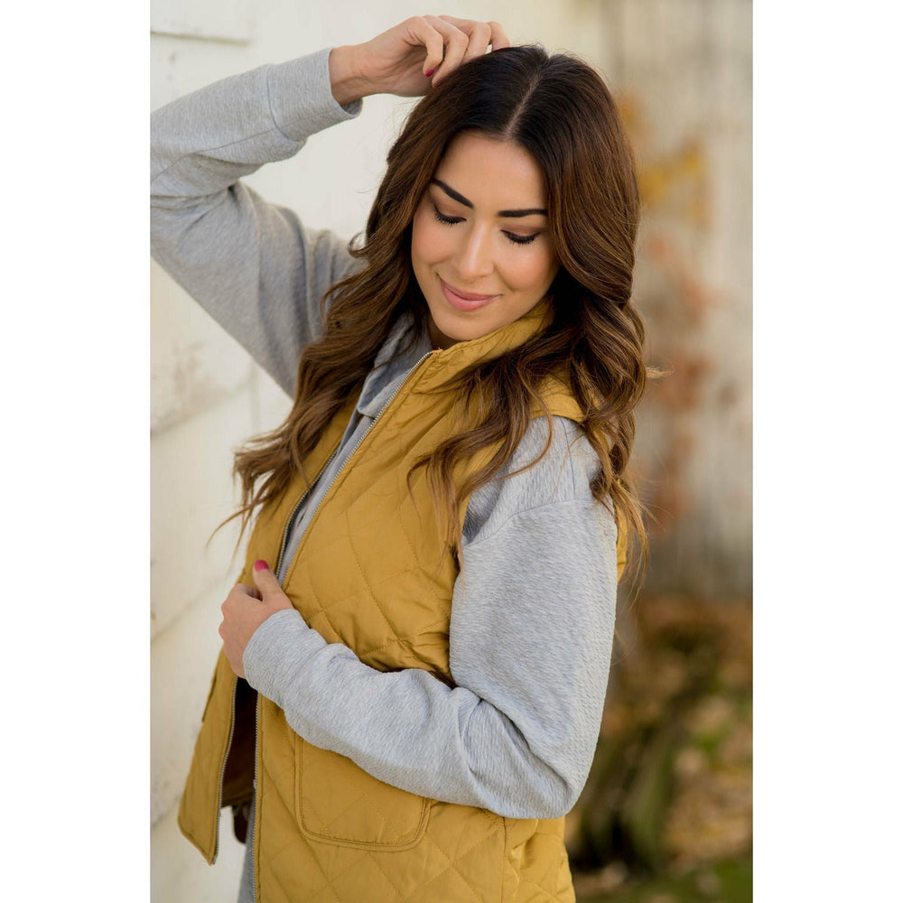 Cropped Puffer Vest Sage / S by Betsey's Boutique